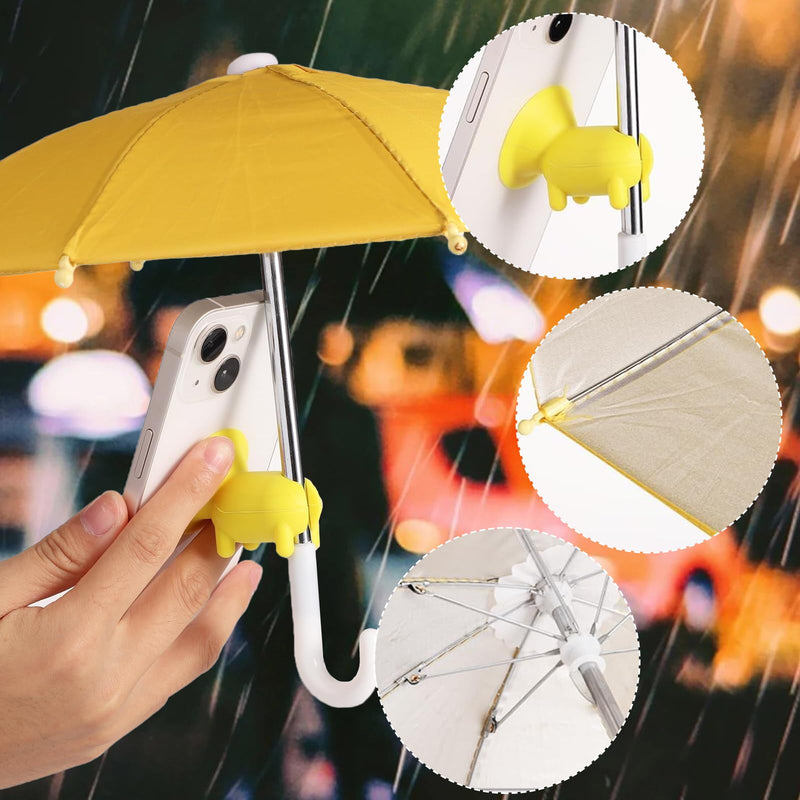 2pcs Cell Phone Umbrella for Sun Shade, Universal Adjustable Cute Phone Shade Umbrella with Piggy Style Suction Cup, Outdoor Anti-Glare Stand Sun Visor