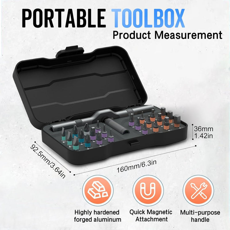 24 in 1 Magnetic Ratchet Screwdriver Set, Upgrade DIY Screwdriver 24 in 1 Multi Bit Magnetic Drive Set with Detachable Ratchet Handle, Multipurpose Repair Tool Kit for Furniture Computer Bicycle