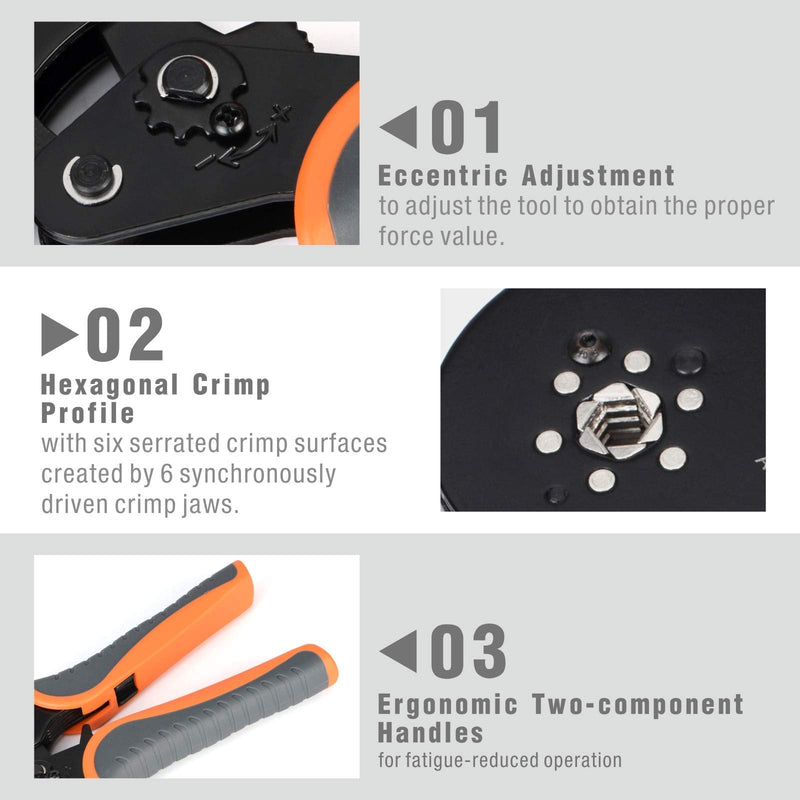 iCrimp Self-adjustable Crimping Tools Plier for AWG20-5 Bootlace End-sleeves Ferrule, Ratchat Wire Crimping Tool