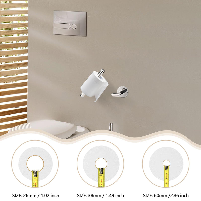 Polished Chrome Toilet Paper Holder & Towel Ring, SUS 304 Stainless Steel Silver Bathroom Hardware Set with Pivoting Toilet Paper Roll Holder Wall Mount for Bathroom Polished Chrome