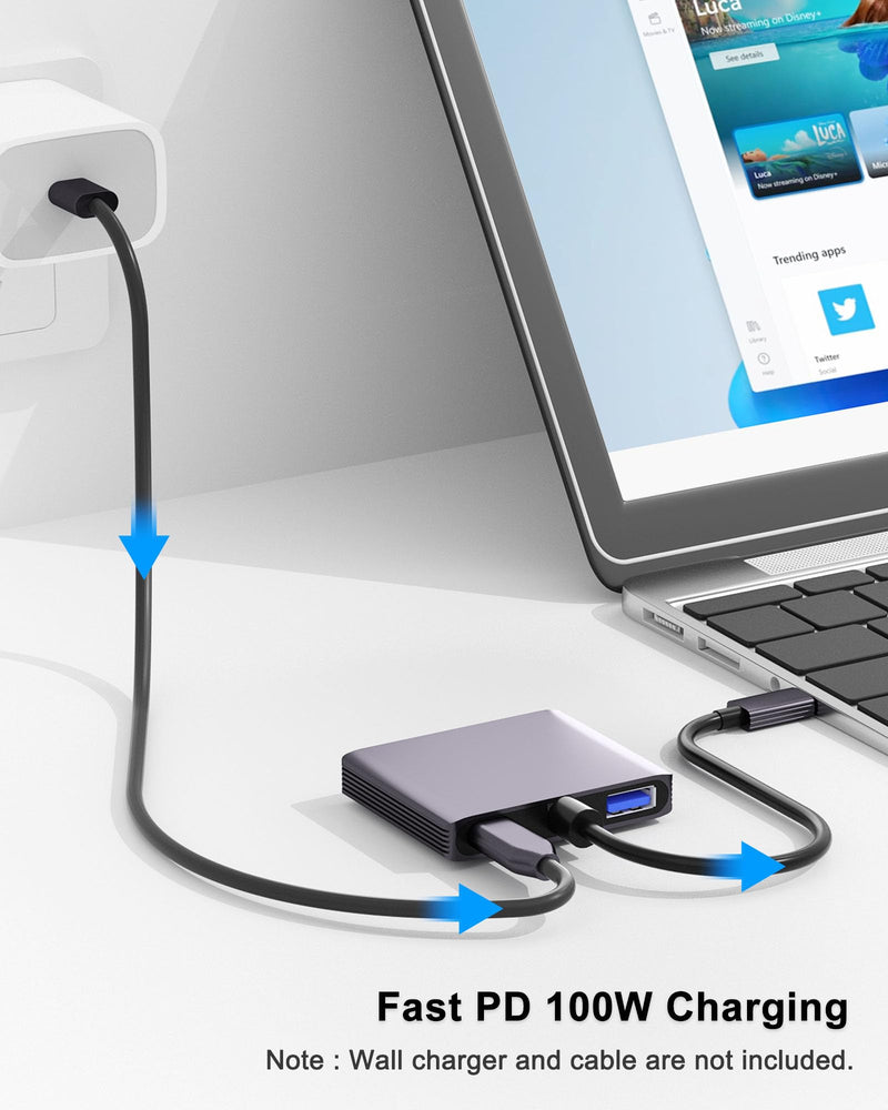 Dual Monitor Adapter - USB C to HDMI Adapter, Docking Station for Laptop, HDMI Splitter for Extended Display Gray