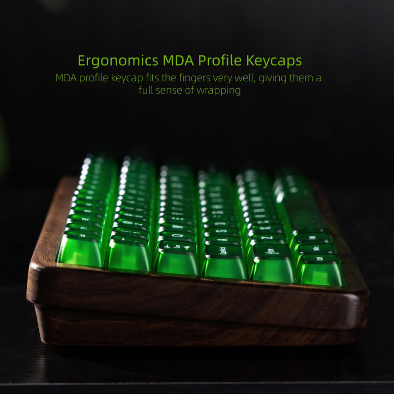 Womier Green Jelly Keycaps, Clear Shine Through Keycaps Feel Forest | Custom Keyboard Caps Set 60 65 75 100 Percent for Cherry MX Mechanical Keyboards, MDA Profile 1-Forest Green