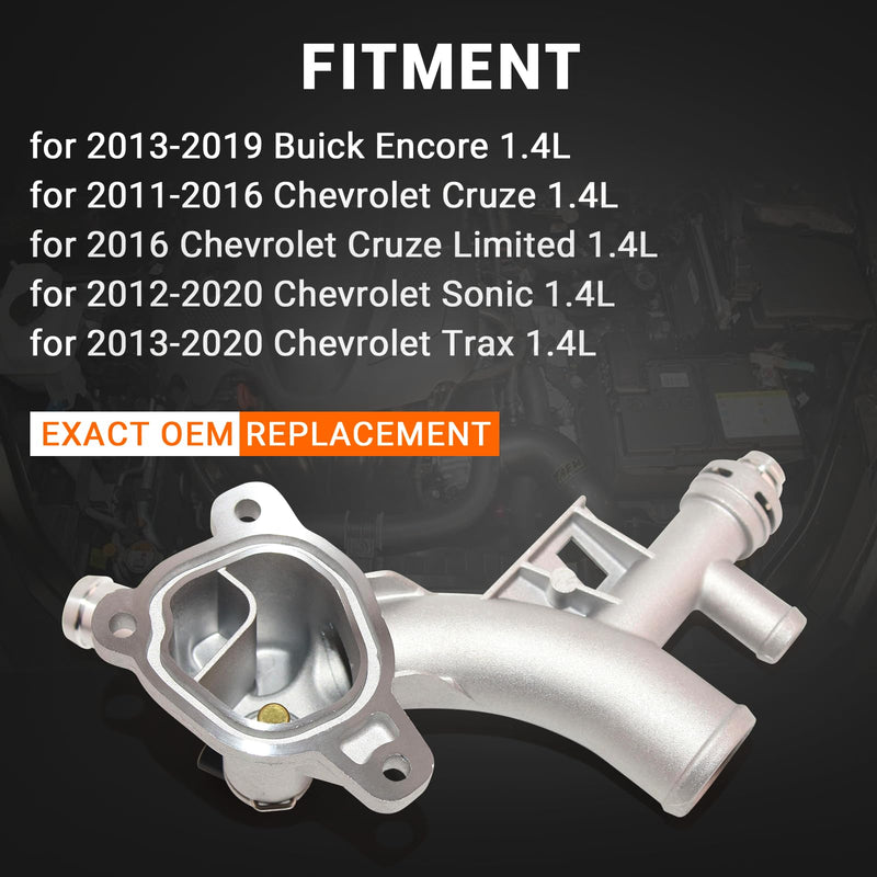 Upgrade Aluminum Water Outlet Thermostat Housing & Hose Compatible with 2011-2016 Chevy Cruze 2012-2020 Sonic OE# 25193922 55565334 55596898