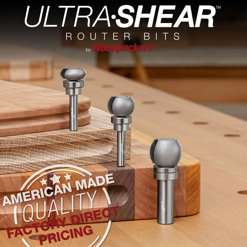 Finger Grip Groove Router Bit, 1/4 SH, 1" Boards, Template Pattern Bearing, Great for Serving & Cutting Boards, USA Made - US210FGGR