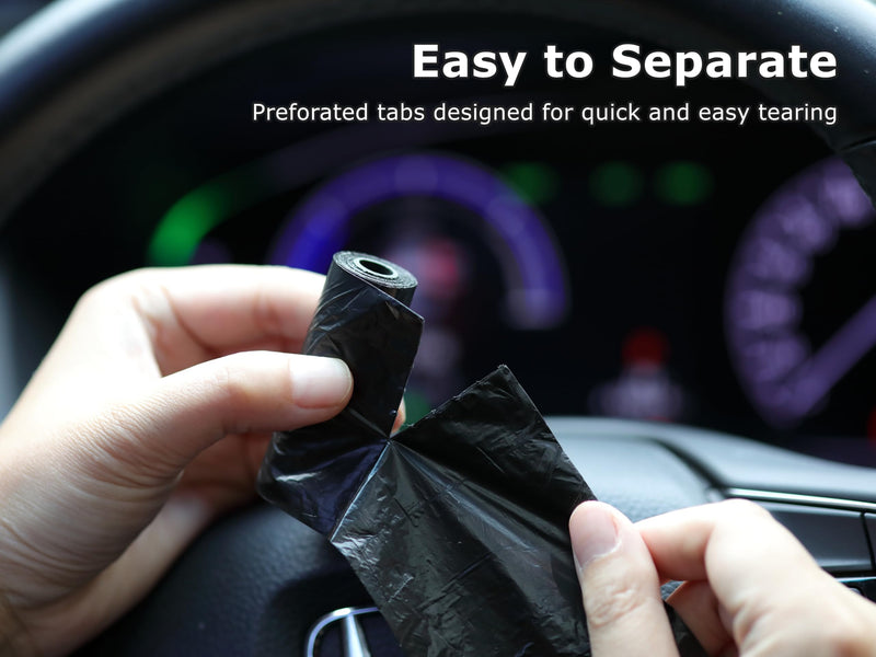 Ginsco 0.8 Gallons Disposable Trash Bags for Mini Car Trash Can, Portable Small Car Garbage Bags, Cars Accessories, Mini Trash Bags, Plastic Trash Bag for Cars/Home/Office (6 Rolls/90 Counts) Black 6