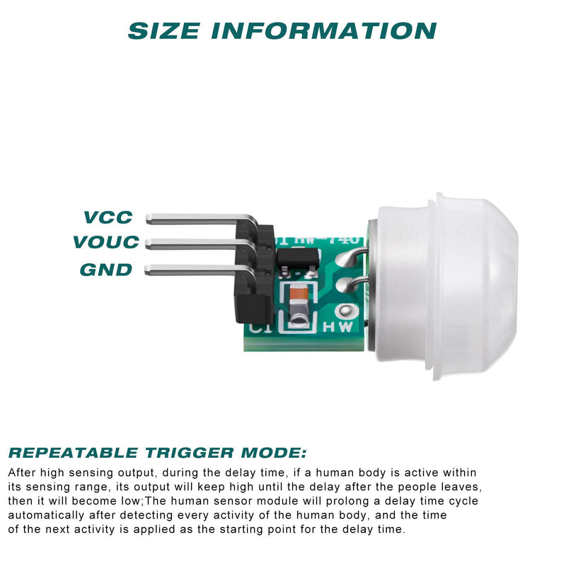 Weewooday 10 Pieces Am312 Pir Sensor Mini Pir Motion Sensor Infrared Human Body Pyroelectric Infrared Motion Module 2.7v to 12v