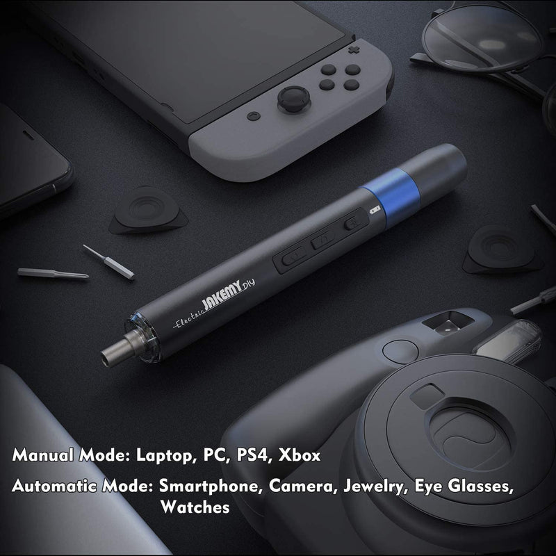 Precision Electric Screwdriver Kit, JAKEMY 61 In 1 Manual & Automatic Torque Power Screwdriver Set Rechargeable Cordless with LED Light for Laptop/Phone/Glasse/Watch Jm-y03