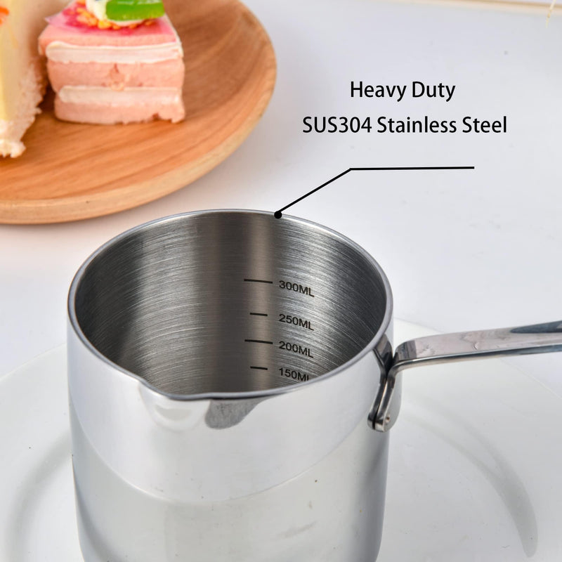IMEEA 10oz / 300ml Butter Warmer Single-Serve Milk & Sauce Heating Pan 18/10 Tri-Ply Stainless Steel Mini Pot 10 fl oz