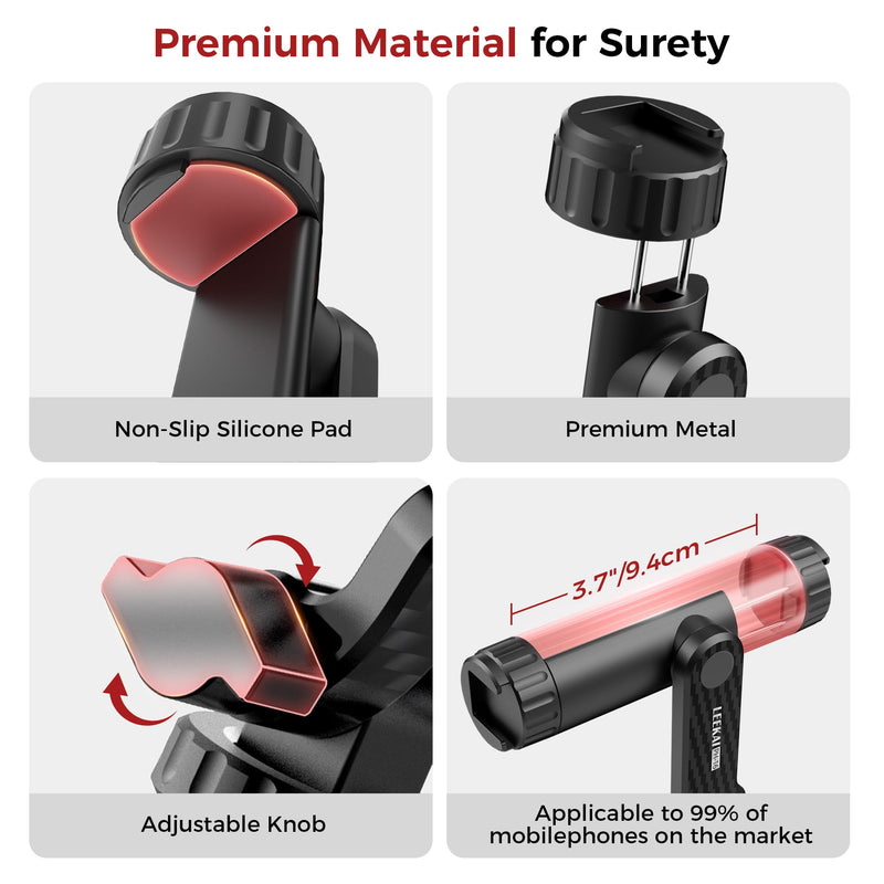 LEEKAI PH16 Tripod Phone Mount with 2 Cold Shoe and 1/4" Screw | Universal Smartphone Holder Adapter, Mount Adapter, 360° Rotates and 180° Tilts Adjustable Cell Phone Clamp Holder for Tripod
