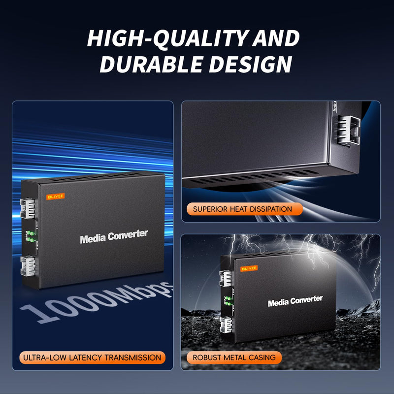 1.25Gbps Two Ports SFP OEO Mode Media Converter, Optical-Electrical Fiber Count Converter, SFP Repeater for SFP+ SR Module and 1000Base-T Module, Fiber to Ethernet Transmission up to 100KM 1.25Gb 2 Ports SFP OEO Mode Media Converter