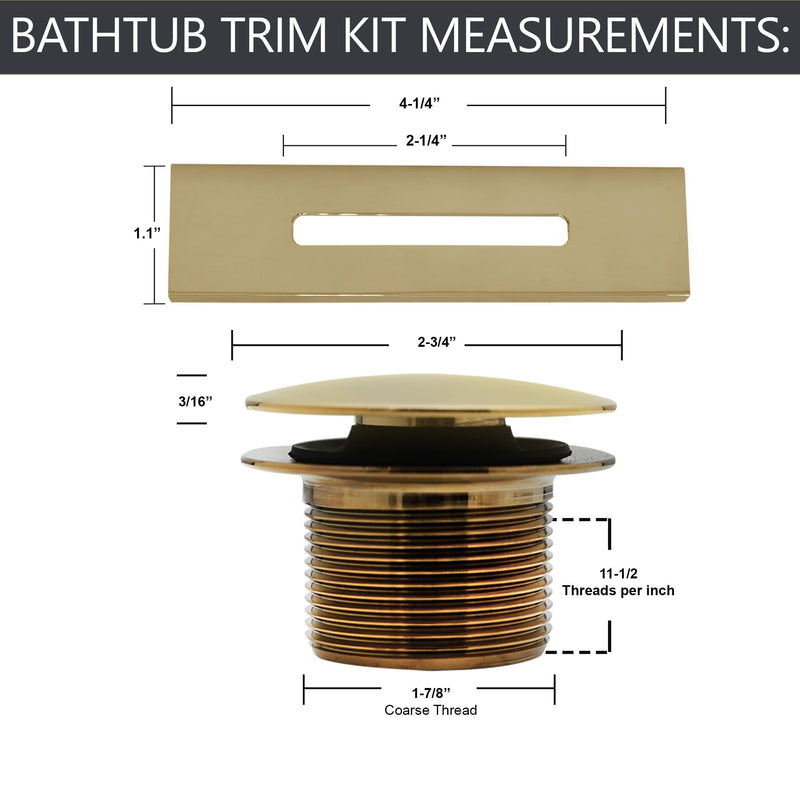 Westbrass D560RK-01 SCH. 40 PVC 1-1/2" Coarse Thread Plumber's Pack Tip-Toe Bathtub Drain Plug with Linear Overflow Faceplate, Tee & Elbows, Polished Brass 1-Pack