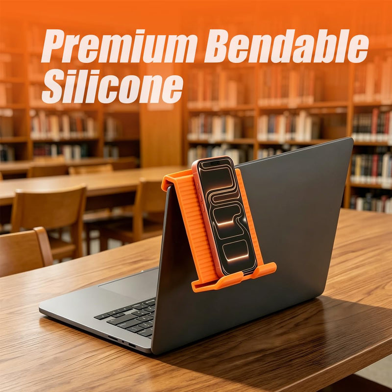 Portable Foldable Silicone Phone Laptop Pad Stand Orange | Eazy to Use,Suitable for office home travel,phone laptop pad holder whitch anti-slip