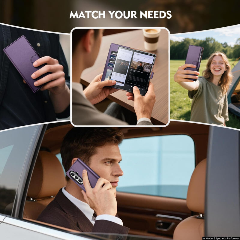 for Samsung Galaxy Z Fold8 Ultra Wallet Case with Credit Card Holder Slots,RFID Blocking PU Leather Flip Kickstand,Women & Men Shockproof Cover Folio Phone Case for Fold 8 Ultra,Dark Purple Dark Purple for Galaxy Z Fold 8 Ultra