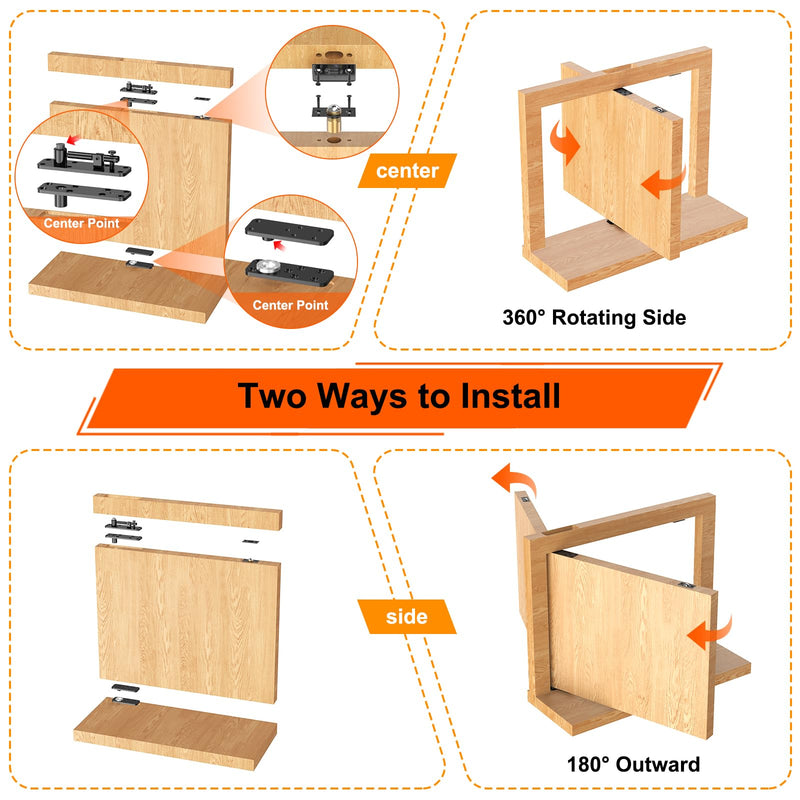 Hidden Door Hinge, 570LBS Load-Bearing Thickened Solid Alloy Steel, 360° Rotation Heavy Duty Pivot Hinge, Swinging Conceal Hinges for Secret Doors, Bookcase, Murphy & Shelf Doors 1 Set
