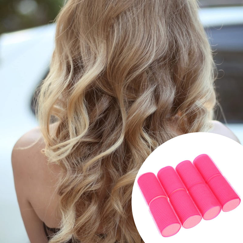 Minkissy 8pcs Self Adhesive Sponge Hair Rollers Medium Heatless Self Grip Foam Curlers Hair Styling Tools for Volume Bounce, Comfortable Sleep-in Curling Tools for Women Girls Pink