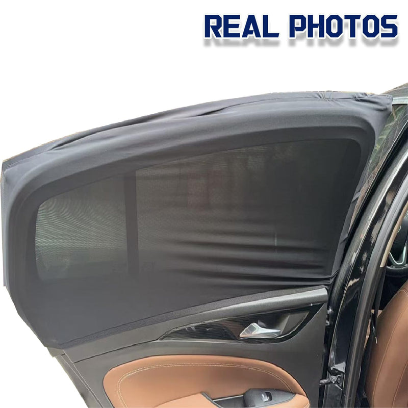 Car Rear Window Screens for Side Windows, 2 Pack Side Window Sun Shades,Stretchy Mosquito Net Cover Fit Cars SUVs - Up to 36.22”x55.1” Rear Windows: Up to 36.22”x55.1”
