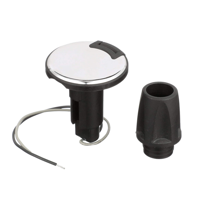 attwood LightArmor 910R Series Round Plug-In Light Base — For All-Around Pole Light, 2-Pin, Black Stainless Cover, 910R2PSB-7 One size 2-Pin Connection