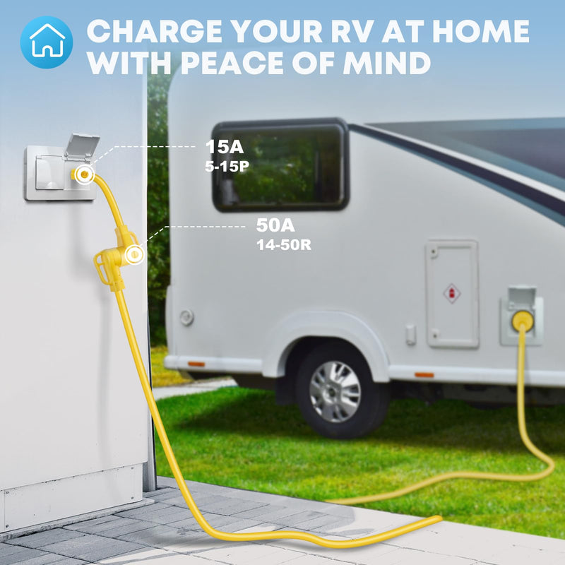  [AUSTRALIA] - Kohree 50 amp to 110V Adapter RV Plug, 15 Amp Male to 50 Amp Female RV Power Adapter Cord 12", NEMA 5-15P to 14-50R RV Dogbone Electrical Adapter