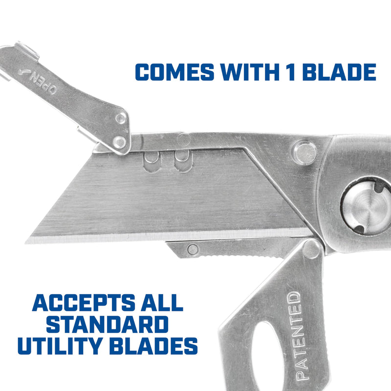 Sheffield 12525 Premium Lock Back Utility Knife 2 Pack, Gifts for Men, Dad Gifts, Box Cutter Knife, Carpet Knife, Drywall Cutter, Quick Change Blade, Aluminum and Wood Handle 2-Pack