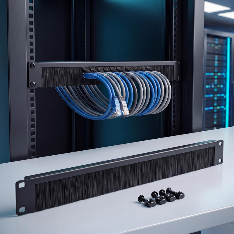 Zonon 2 Pack 1u Brush Strip Cable Management Panel, 19-inch Rack Mount Pass-Through Organizer for Server Racks/enclosures, Airflow Management & Dust Seal, Cold Rolled Steel, Black