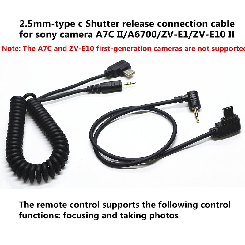 2.5mm-Type c USB for Sony A7CII Shutter Release Cable to A7V/ a7CR/ a7c ii/A6700/ZV-E1/ZV-E10 II 13.8in Flash Starter Remote Control Accessory Wire(2.5mm-Type c Cable 2pcs) 2.5-TPC SY