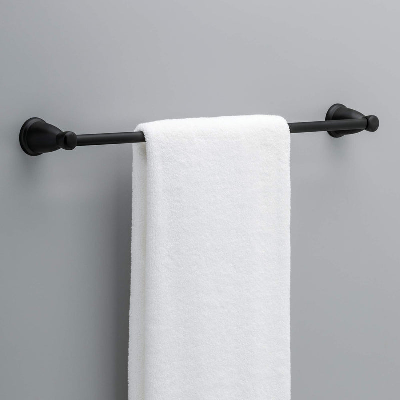 Franklin Brass 3-Piece Matte Black Bathroom Set Towel Rack, Ring, Toilet Paper Holder| Kinla Bath Accessories 3-Piece Bath Accessory Set