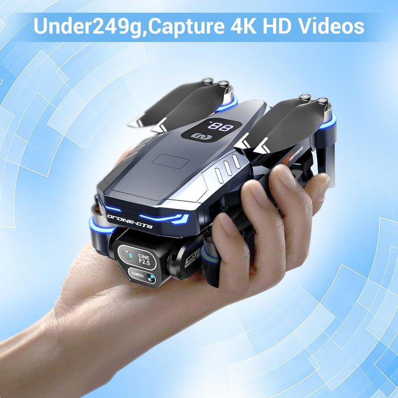 Drones with Camera for Adults 4k Foldable RC Quadcopter with 3 Camera, Brushless Motor Drone for Beginners Adjustable Camera, 360° Flip