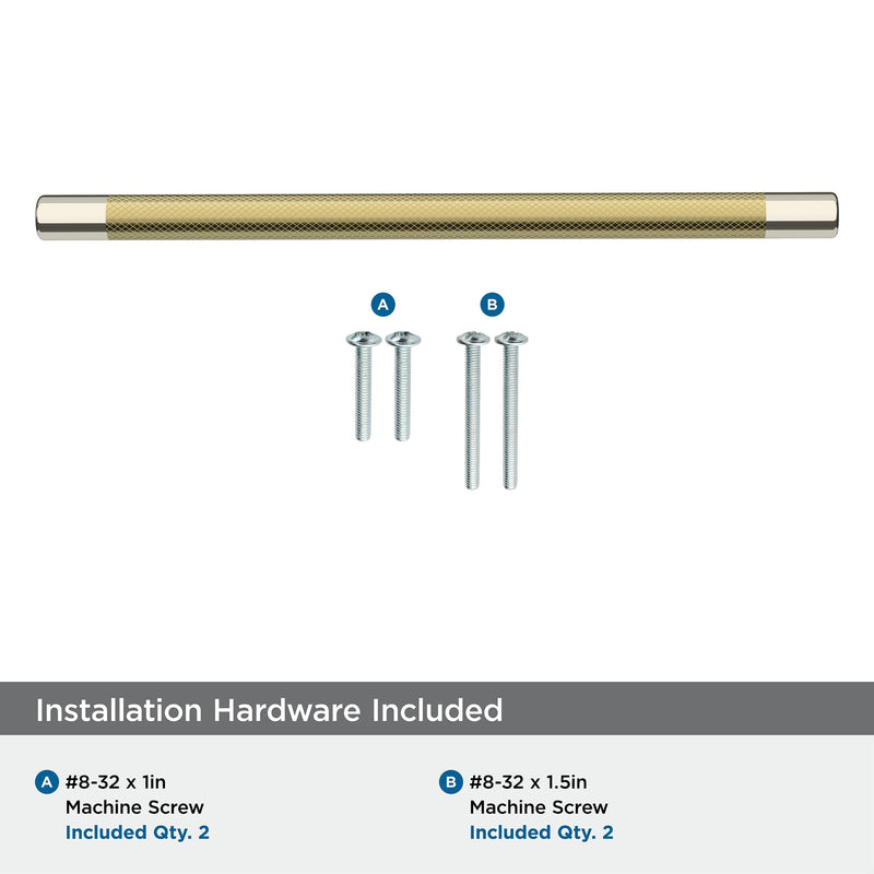 Amerock | Cabinet Pull | Polished Nickel/Golden Champagne | 10-1/16 inch (256 mm) Center-to-Center | Esquire | 1 Pack | Drawer Pull | Drawer Handle | Cabinet Hardware