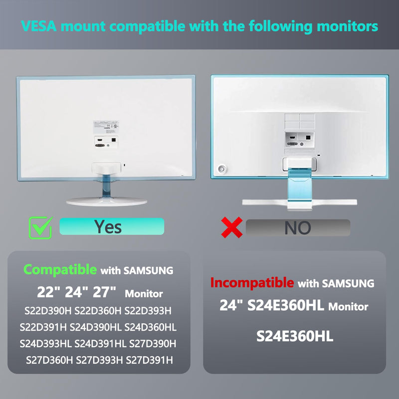 S27D390H Monitor Stand Compatible with Samsung D360 S27D360 S22D390H | VESA Mount Bracket Adapter for S22D360H S22D393H S22D391H S24D390HL S24D360HL S24D393HL S24D391HL S27D360H S27D393H Monitor