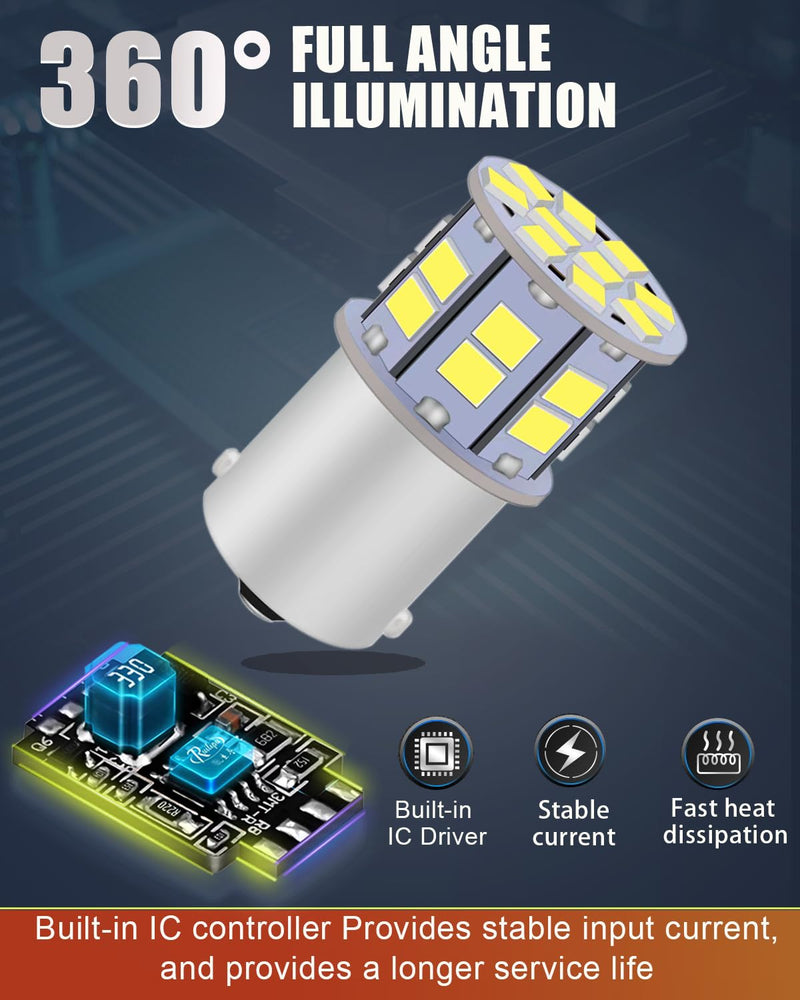 1156 LED Bulb, Super Bright 7506 BA15S P21W 1141 LED Replacement Bulbs for Backup Reverse Light, Tail Brake DRL Parking Light, White (Pack of 4) 1156