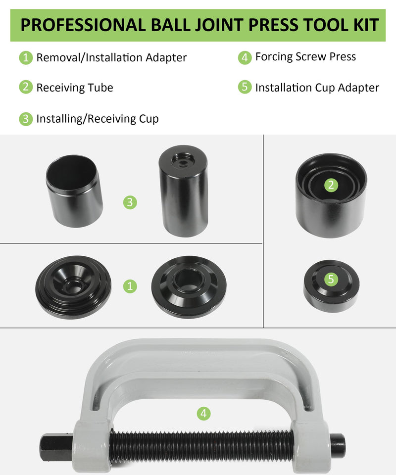 RACOONA Ball Joint Removal Tool Kit,Ball Joint Press,Car Accessories Ball Joint Separator Tool,Bushing Press Kit with 4x4 Adapters,U Joint Press and Removal Tool for Most 2WD/4WD Cars and Light Trucks