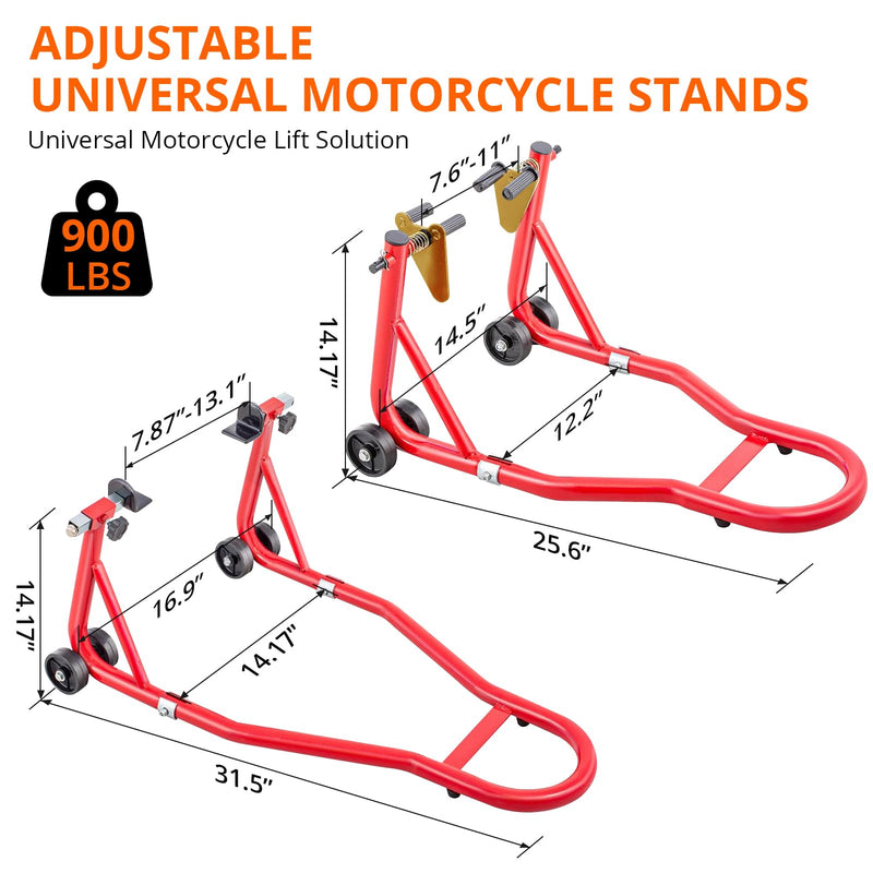Motorcycle Stand Lift - 900lbs Front & Rear Combo Universal Motorcycle Stands | Compatible With Most Yamaha Honda Kawasaki Suzuki BMW Motorcycles