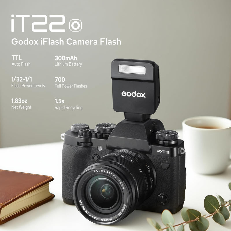 Godox iT22 O Flash for Olympus Panasonic, iT22-O Mini TTL Flash with Screen | 1.5s Recycle, 700 Full Power Flashes, USB-C Charge, Built-in Battery, GODOX iT22 iT22O Pocket Flash Speedlight for Olympus iT22-O for Olympus Panasonic