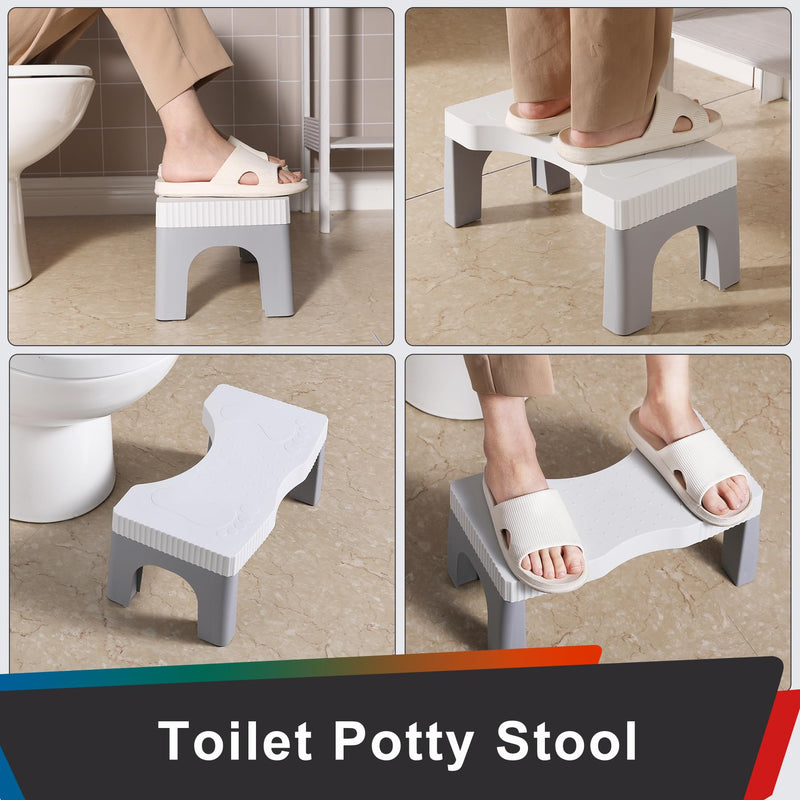 7” Toilet Potty Stool, Anti-Slip Proper Posture Squatting Poop Step, Poop Stool for Better Bathroom Posture, Lightweight Stable & Durable Design, Easy to Clean, Grey 1 Gray