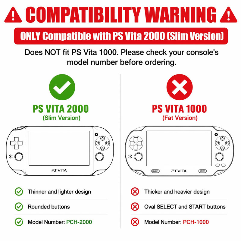 10 in 1 Accessories Kit for PS Vita 2000, Carrying Case Clear Hard Case for PSV 2000, Protective Case, Front and Back Screen Protectors for PlayStation Vita 2000/PS Vita Slim ONLY