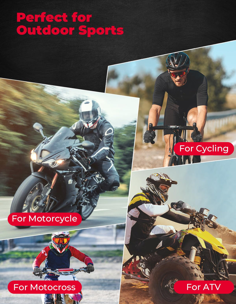 KEMIMOTO Motorcycle Gloves for Men, Touchscreen Cycling Gloves for Outdoor Sports On-Road/Off-Road/Mountain Motorcycle Motorcross Motorbike Dirt Bike Bicycle Racing ATV UTV, L, Black Large