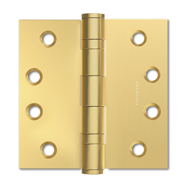 Door Hinge Ball Bearing 4 x 4 Inches Solid 304 Steel Durable Heavy Duty Machined NRP Architectural Grade Mortise Hinges - Set of 2 Matte Gold Door Hinges (Matte Gold) 4x4" Satin Brass