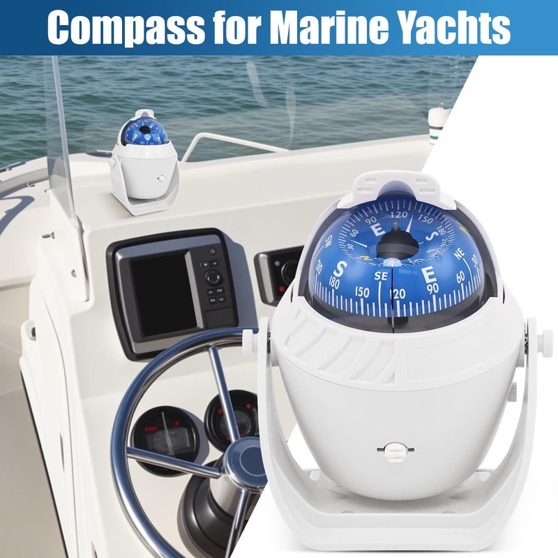 Sea Marine Compass with Mount Compasses Ball Waterproof for Boat Caravan White Sea Marine Compass with Mount for Boat Caravan Truck Car Navigation Compass Boat Sea Marine