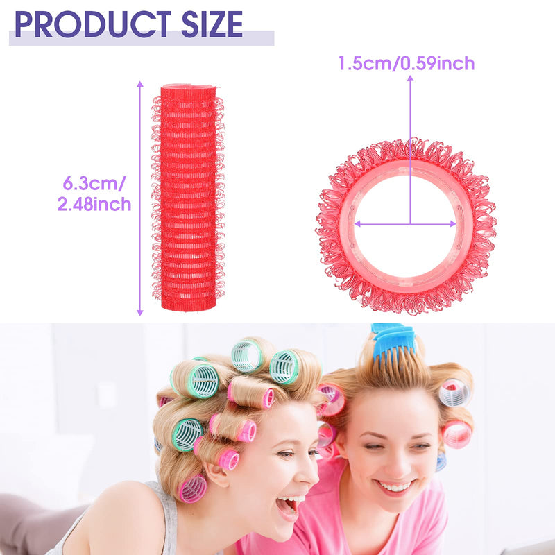 Syhood 36 Pieces Self Adhesive Hair Rollers Curlers Set Small Medium Short Hair Roller Bulk Women Rat Tail Comb Heatless Tool Salon Hairdressing Grip Curler Dry Wet(0.6 x 2.4 Inch,Classic Colors Set) 37 Piece Set Classic Colors Set