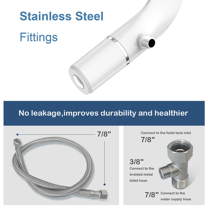 Ultra-Slim Bidet Attachment for Toilet - Dual Nozzle (Feminine & Posterior Wash) | Lead-Free Stainless Steel Valve | Non-Electric Adjustable Water Pressure | 2.48" Slim Fit Standard Toilets