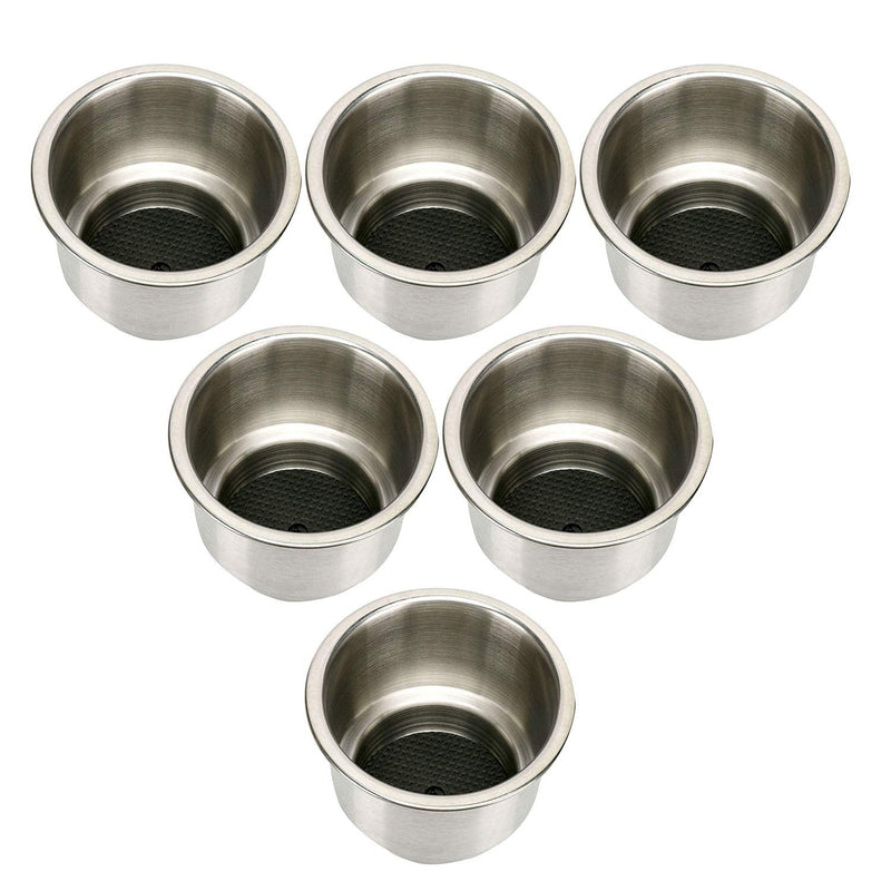 Amarine Made Stainless Steel Cup Drink Holder with Drain Marine Boat Rv Camper (6-Pack)