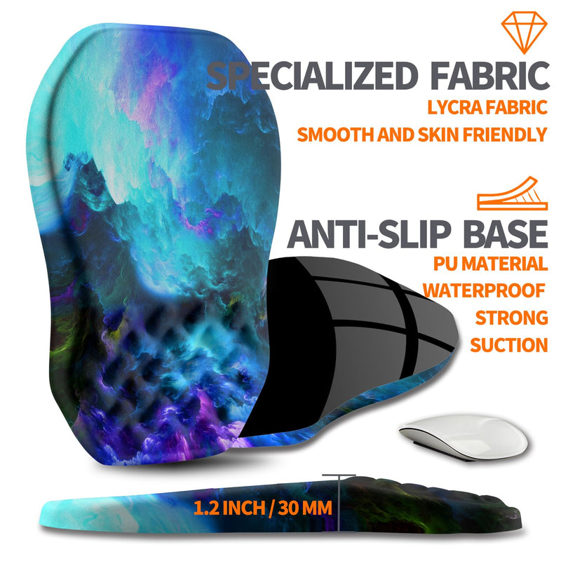 Ergonomic Slope Mouse Pad Wrist Support, Wrist Rest Mousepad for Carpal Tunnel Pain Relief with Massage Bulge and Slow Rebound Memory Foam (12x8 inch, Nebula) AM044-nebula
