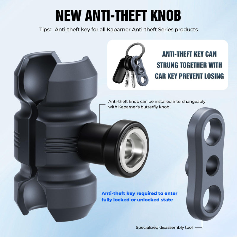 Anti-Theft Phone Holder Kit, with M8 Screw for Mirror Install, 25mm Ball Head & Seat Short Bar Double Socket Arm, 360° Adjustable Motorcycle Phone Mount, for Tricycle/ATVs (KPS-05) KPS-05-25mm/1 Inch Ball-M8 Screw-Mirrors Install