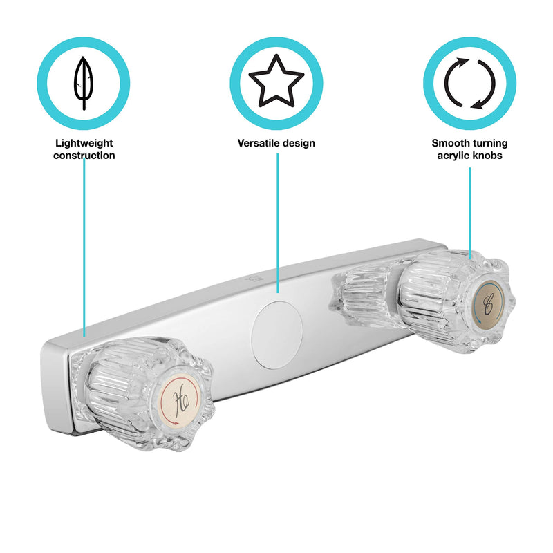 Dura Faucet DF-SA600A-CP RV Shower Valve Acrylic Knobs (Chrome) | RV shower valve acrylic knobs - switches spout to shower head. Chrome finish. Easy DIY install.