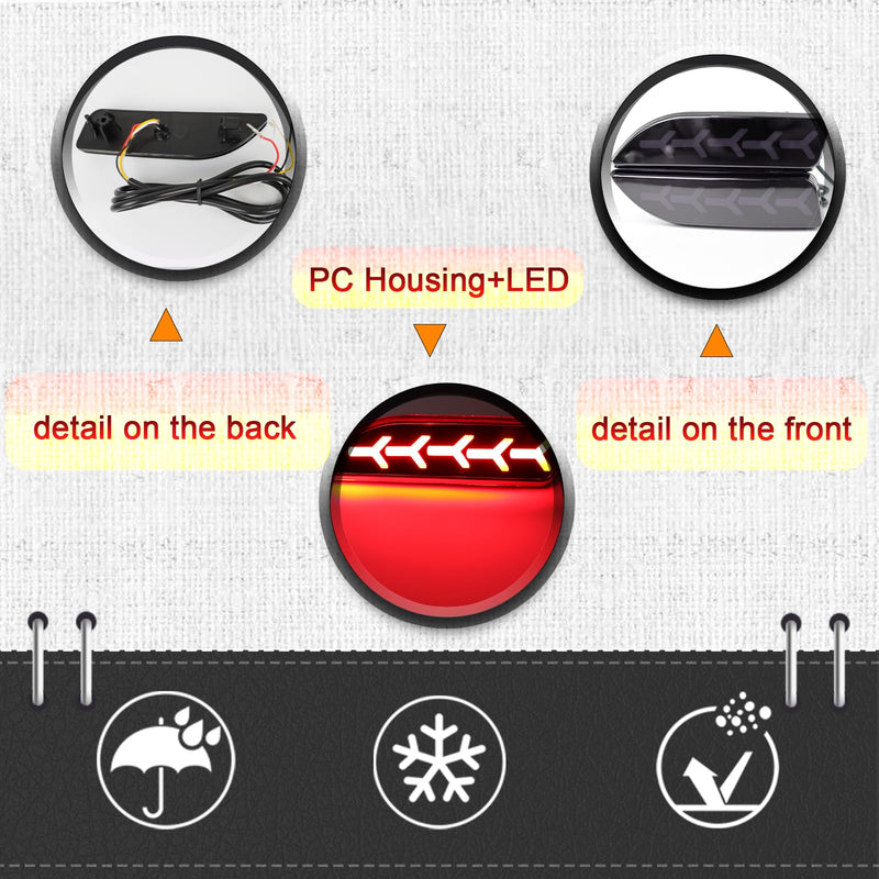 2Pc Full LED Rear Bumper Reflector Lights Kit for Toyota Corolla 2011 2012 2013 Tail Lamp Brake Fog Lamps Daytime Running Light Turn Signal Lamp Accessories (Smoked) Smoked