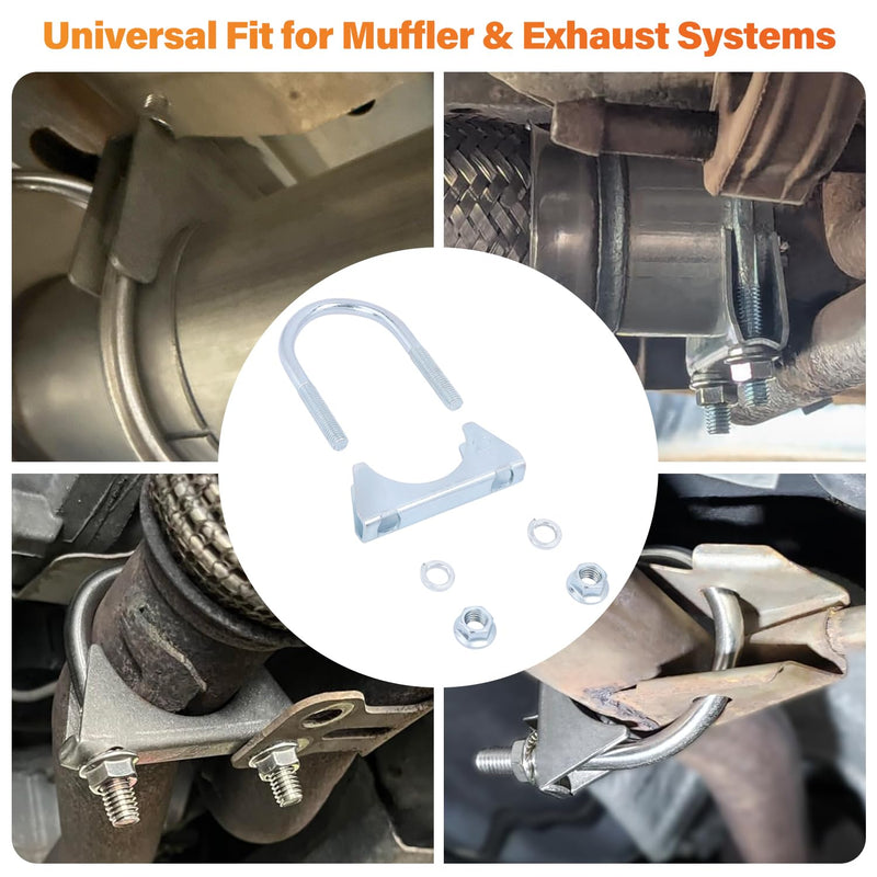 2 Pack 1.77" U Bolt Clamp Saddle-Style Muffler Exhaust Clamps on Tip Pipes 45 mm Steel U-Bolt Exhaust Pipe Clamps (1-3/4") 1-3/4"