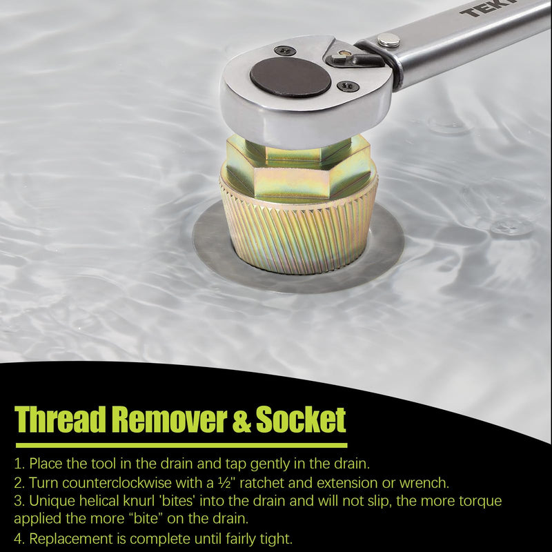 1.5'' Tub Drain Extractor, 8PCS Pipe Nipple Extractor Set with 1-inch Socket, Remove the Old, Broken, Stubborn, Rusted Drain Tub Bathtub Stopper, Strong Grab Plumbing with Storage Case 8 Pieces