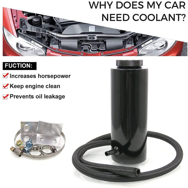 RYANSTAR Universal Car Radiator Coolant Tank 800ml Coolant Expansion Tank Overflow Oil Catch Tank Cooling Catch Bottle Reservoir Aluminum Billet Black