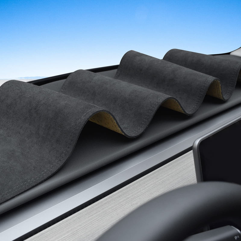 MASHA Dashboard Cover for Tesla Model 3/Y, Flannel Dashboard Pad Dash Mat Compatible with Tesla Model Y Model 3 2017-2021 2022 2023 Dashboard Decorative Interior Auto Accessories black