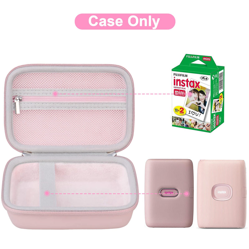 Canboc Hard Case for Fujifilm Instax Mini Link 2/ Instax Mini Link Smartphone Printer/Fujifilm Instax Mini EVO Instant Camera, Mesh Pocket fit Instax Mini Instant Film and Cable, Soft Pink Z-Pink